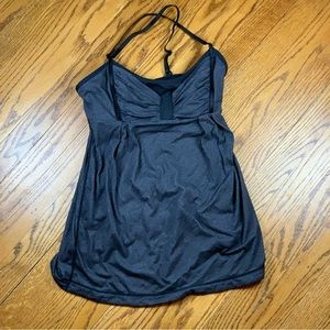 Lululemon Women Sz 6 Camisole Tank Top Built In Bra Ruched Relaxed Charcoal Gray